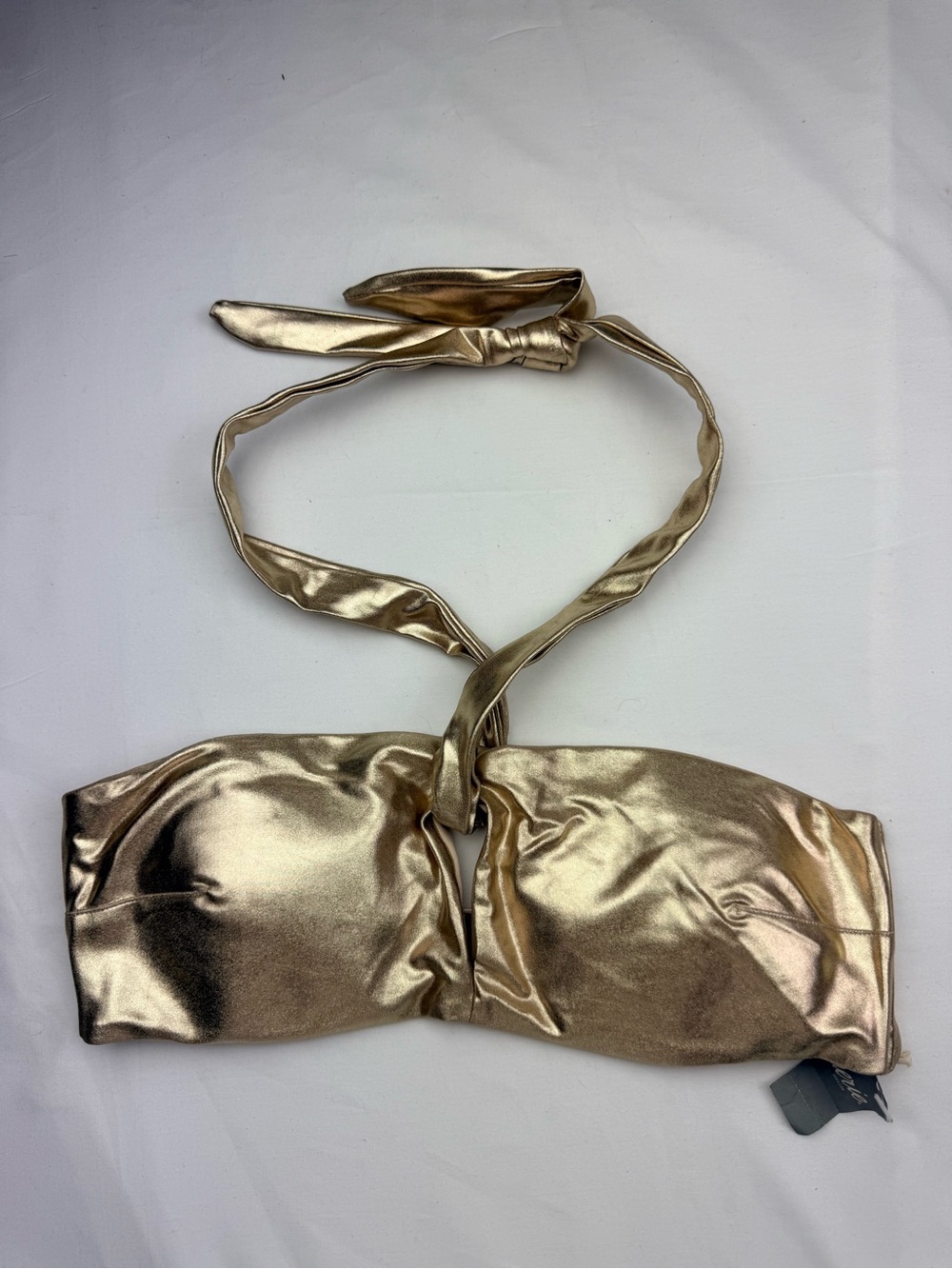 aerie Metallic Gold Bikini Top new